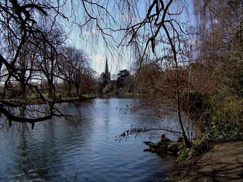 The river at Statford-upon-Avon, with Trinity Church