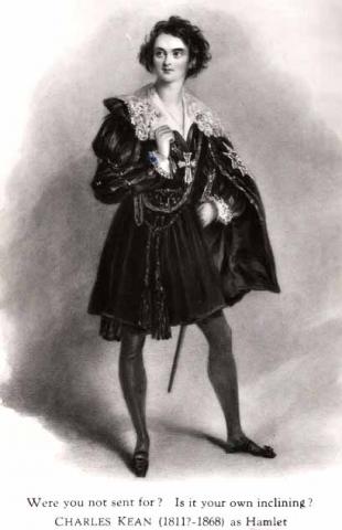 Hamlet, Charles Kean as Hamlet, Drury Lane Theatre, 1838