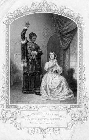 Othello: George Bennett (1800 - 1879) as Othello and Miss Jane Bennett as Desdemona