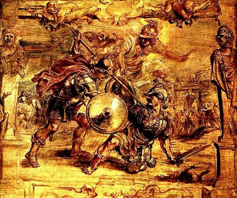 Troilus and Cressida (V.viii): Peter Paul Rubens (1577-1632): Achilles kills Hector