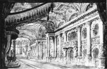 Booth's Theatre, New York, 1869: Design for Act III of Hamlet